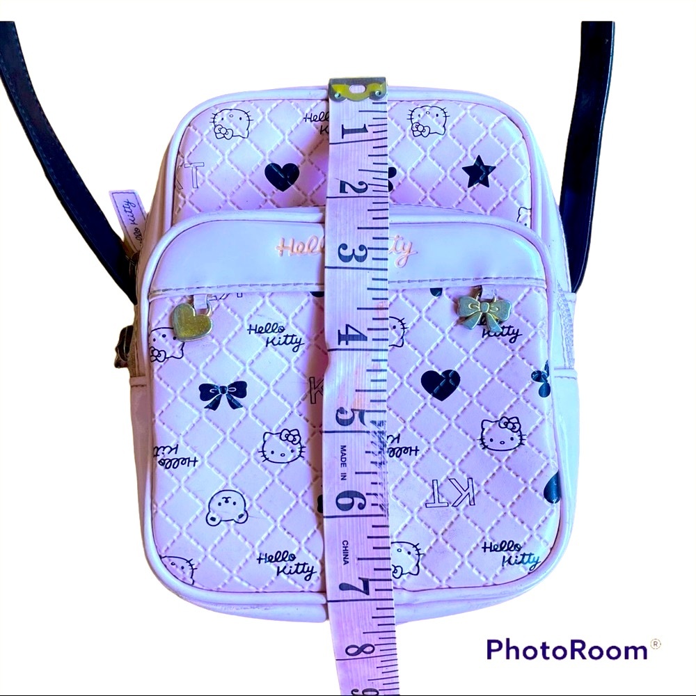 Vintage Sanrio Hello Kitty Bag Faux Leather Pink and Black Messenger Bag - Picture 10 of 12